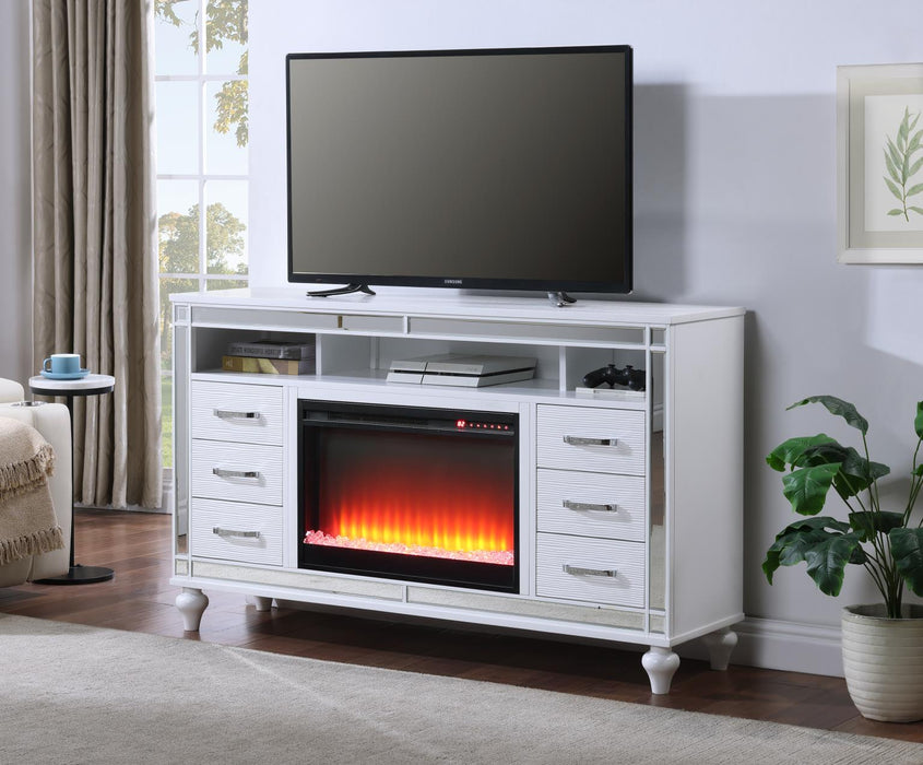 W224 White Tv Stand Fireplace Sold Seperately