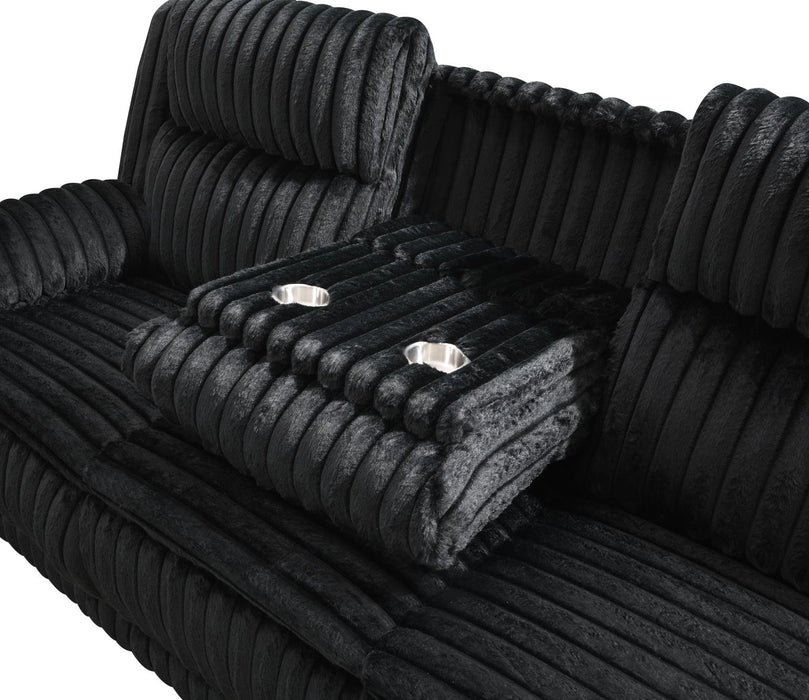Black Corduroy Motion Loveseat