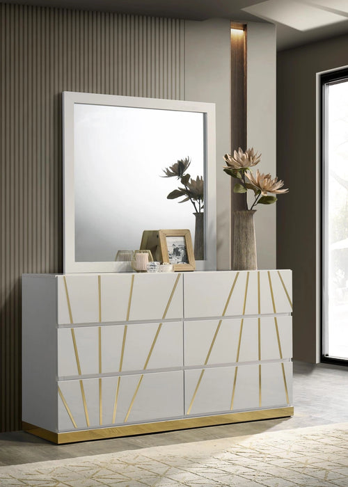White/Gold Line Led King Bed