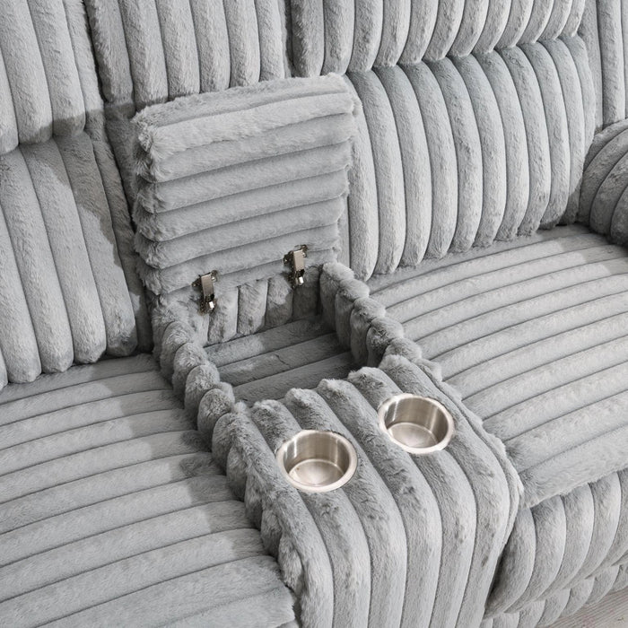 Gray Corduroy Motion Loveseat