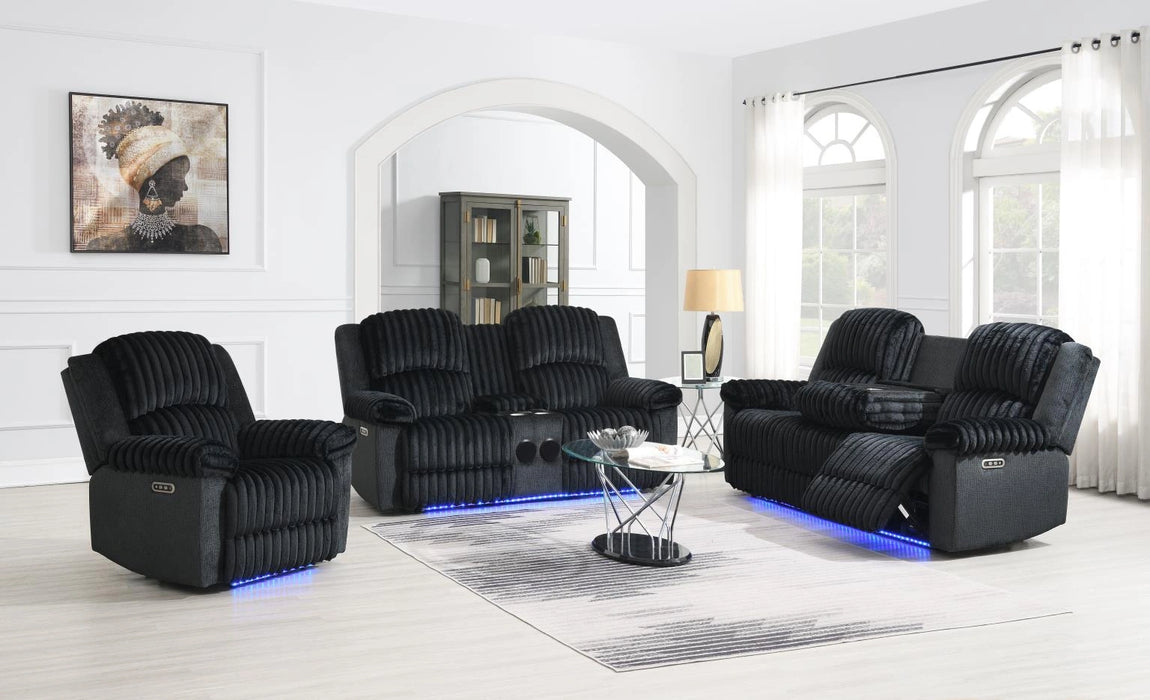 Black Corduroy Power Led Reclining Sofa